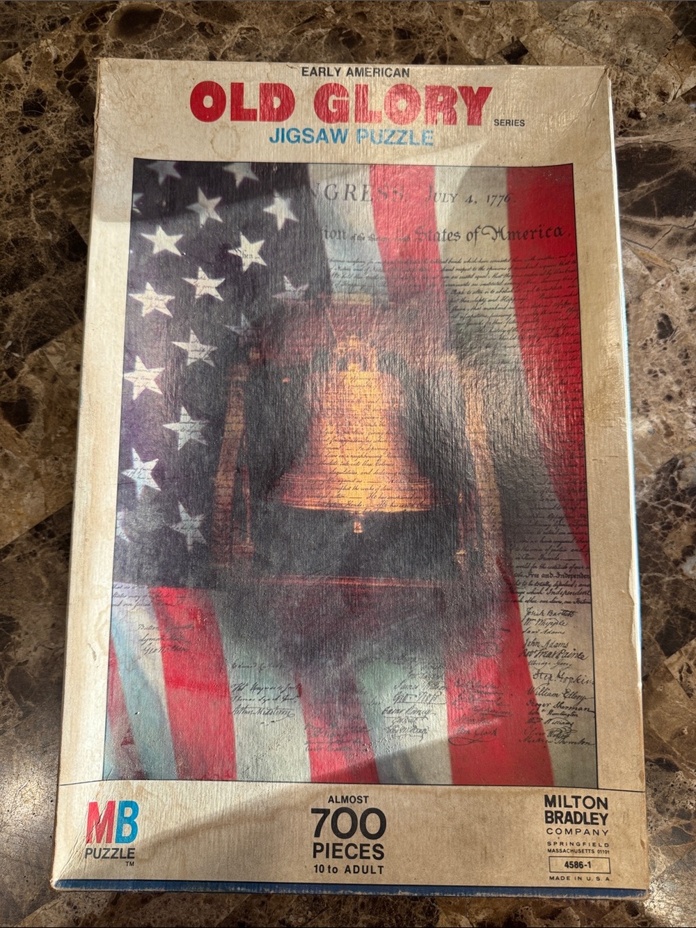 Vintage 1975 Old Glory Jigsaw Puzzle by Milton Bradley - Red, Blue, White SEALED